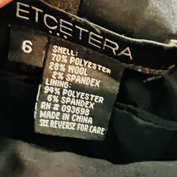 Etcetera Dress Pants 6 Wool Blend High Waist Straight Satin Office Work Trousers - Picture 9 of 9